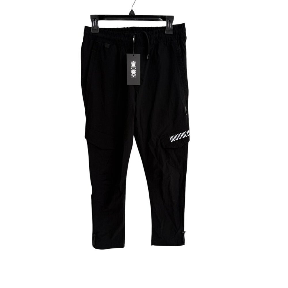 Hoodrich Mens Black Utility Joggers With Drawstring Waist & Cargo Pockets - Size